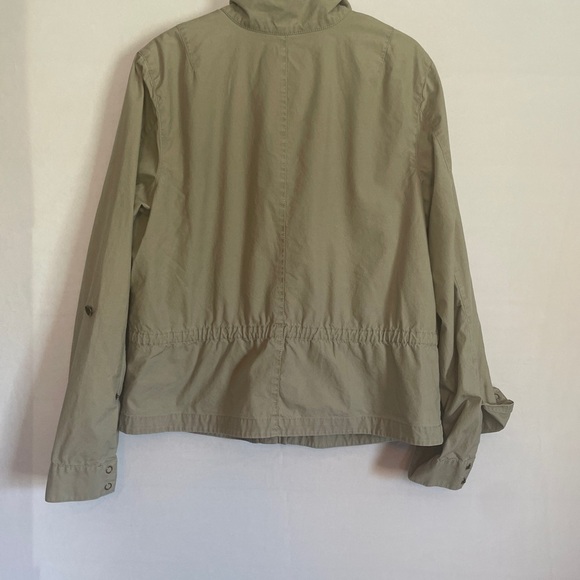 Sigrid Olsen Sage Green Utility Cargo Zip Up Drawstring Jacket Size 12 - Picture 3 of 14